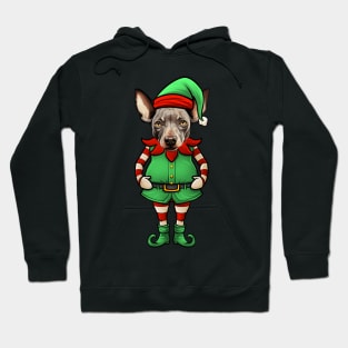 Funny Christmas Elf Hairless Terrier Dog Hoodie